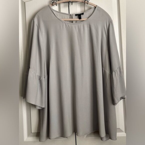 Eileen Fisher Tops - EILEEN FISHER WOMENS BLOUSE, SILK, SOFT GREY, size 2X